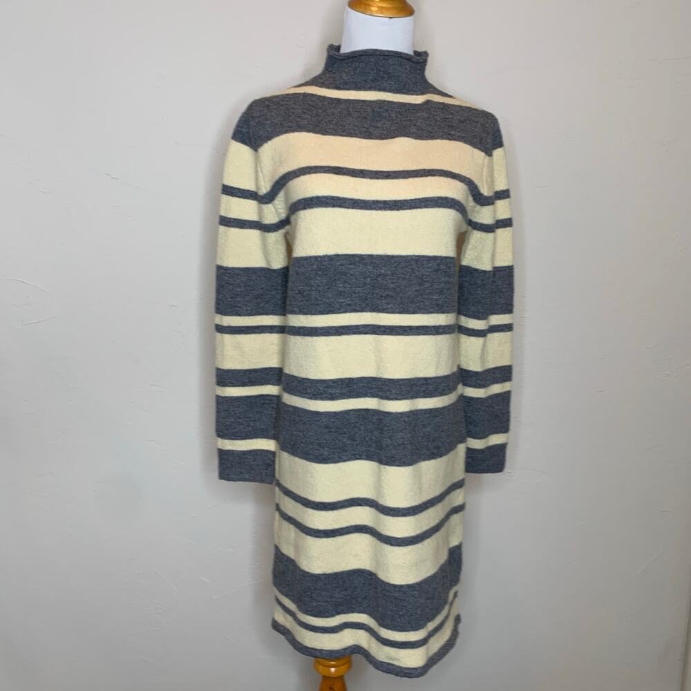 THML Gray Cream Striped Sweater Dress Sz Small